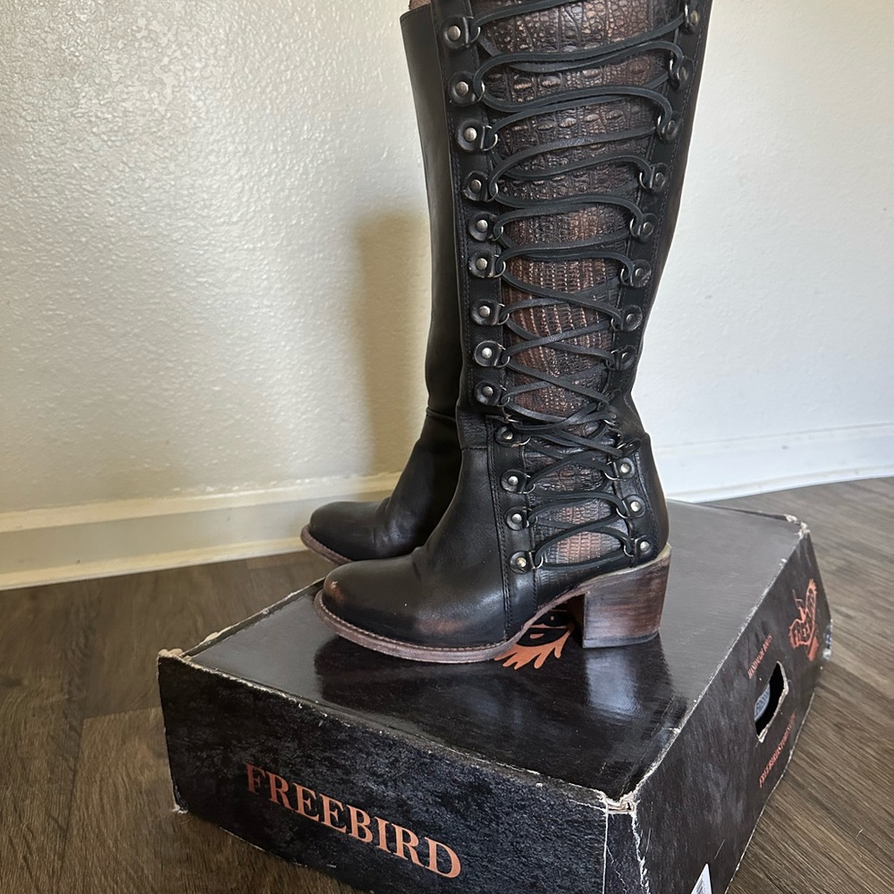 Freebird Black Lace-Up Boots